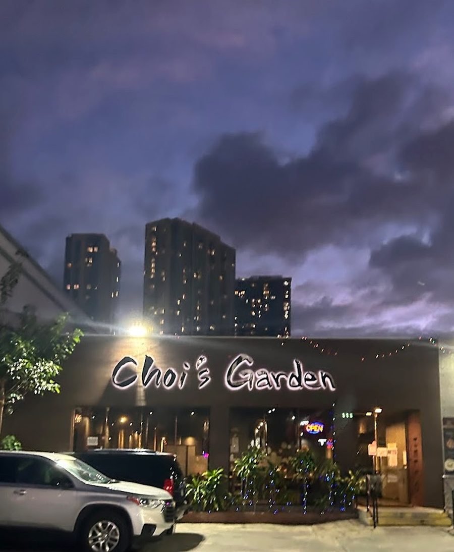 Choi's Garden exterior at night